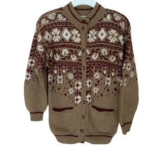Robin Sinkler Women Sz.Medium Vintage Wool Button Pockets Cardigan Sweater